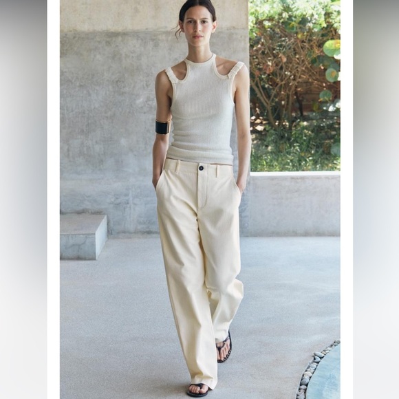 Zara BARREL PANTS ZW COLLECTION small cream - Picture 1 of 6